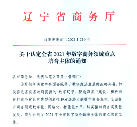 K8凯发集团信息荣获2021年辽宁省数字商务领军企业